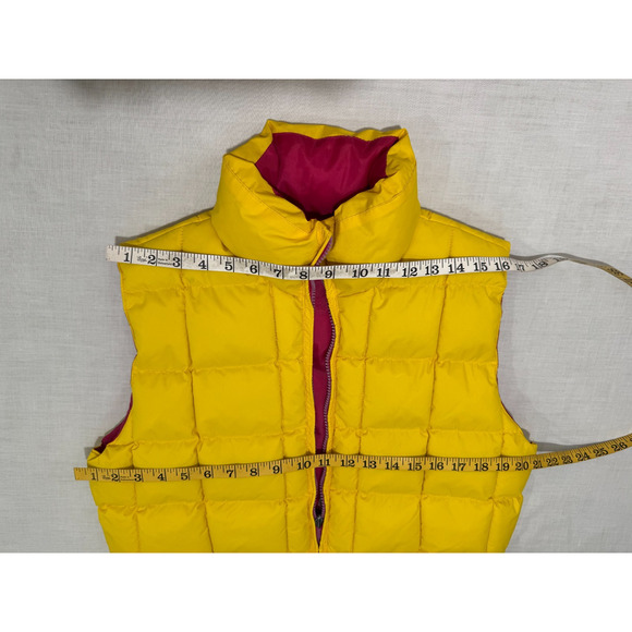 Down Avalon Femme Los Angeles Womens L Puffer Vest Yellow Pink Zip Reversible - Picture 14 of 14